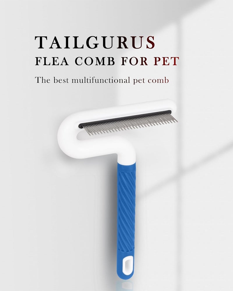 TailGurus Flea Comb, Pet Flea Comb for Dogs & Cats - Grooming Tool with Long & Short Steel Teeth, Safely Removes Tangles and Knots, Gentle Detangling Brush for Pet Hair (TG2042)(Blue) - Image 5